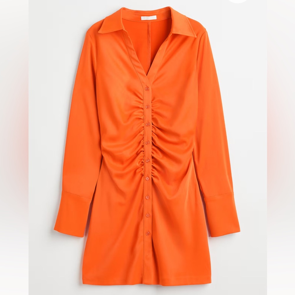 H&M Draped Crepe Long Sleeve Coverup Dress